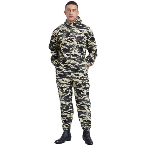 Mens Coverall Flame Jumpsuit Resistant Hooded Mechanic Dungarees Halloween Work - Picture 39 of 50