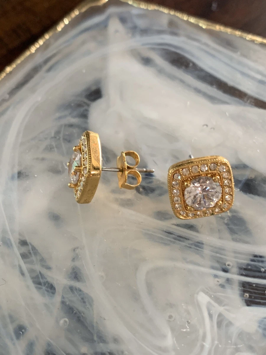 Nordstrom Rack Pave Stud Earrings in Yellow Gold Plated With