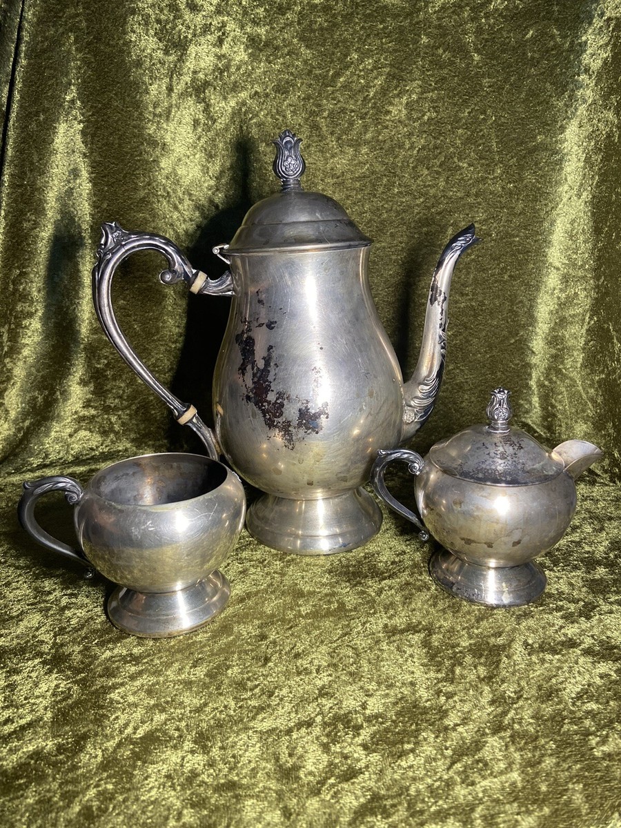 1883 F.b. Rogers Silver Co. 3 Pc Tea Pot, Milk, And Sugar Tea Set