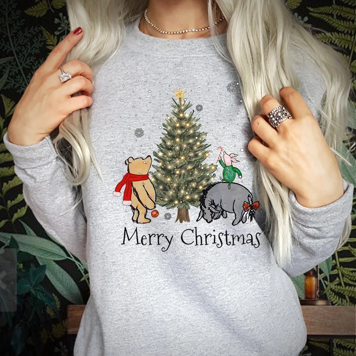 Merry Christmas Bear Wonderland Pooh Mouse Family Xmas Sweatshirt
