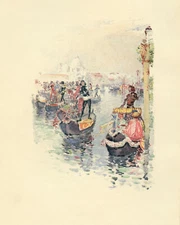 Childe Hassam antique chromolithograph "Regatta"