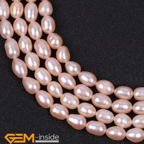 Natrual Freshwater Pearl 5-6mm Olivary Rice Beads For Jewellery Making 15" AU - Imagen 1 de 33