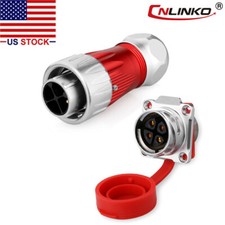 4 Pin Power Connector Male Plug  Female Socket Waterproof IP67 Heavy Duty Metal