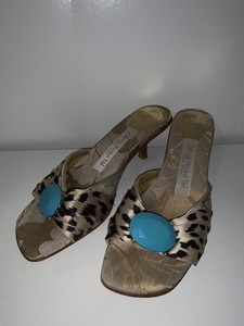 turquoise kitten heel sandals