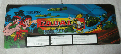  original CABAL   23 1/4 -8 3/4'' sign marquee ARCADE VIDEO GAME  cF89