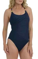 La Blanca Linea Cross Back Mio Blue One-Piece Swimsuit 3317 Size 12