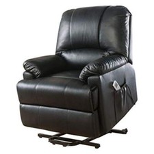34 Black Faux Leather Power Massage Lift Assist Recliner
