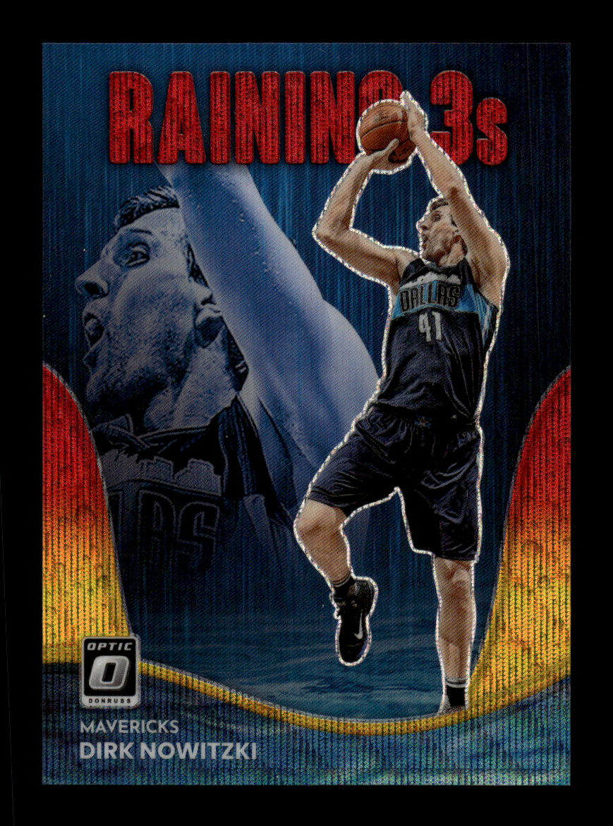 2022-23 Panini Donruss Optic Dirk Nowitzki #19 Raining 3s Red & Gold Wave /99