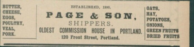1898 Page & Son Shippers Commission House Fruit Meat Portland Oregon A Ad RS1