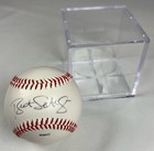 Bret Saberhagen autographed signed baseball with display cube