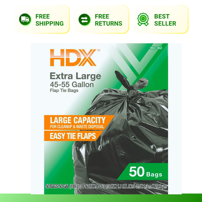#ad 50 Gallon Black Extra Large Trash Bags 50 Count $24.02