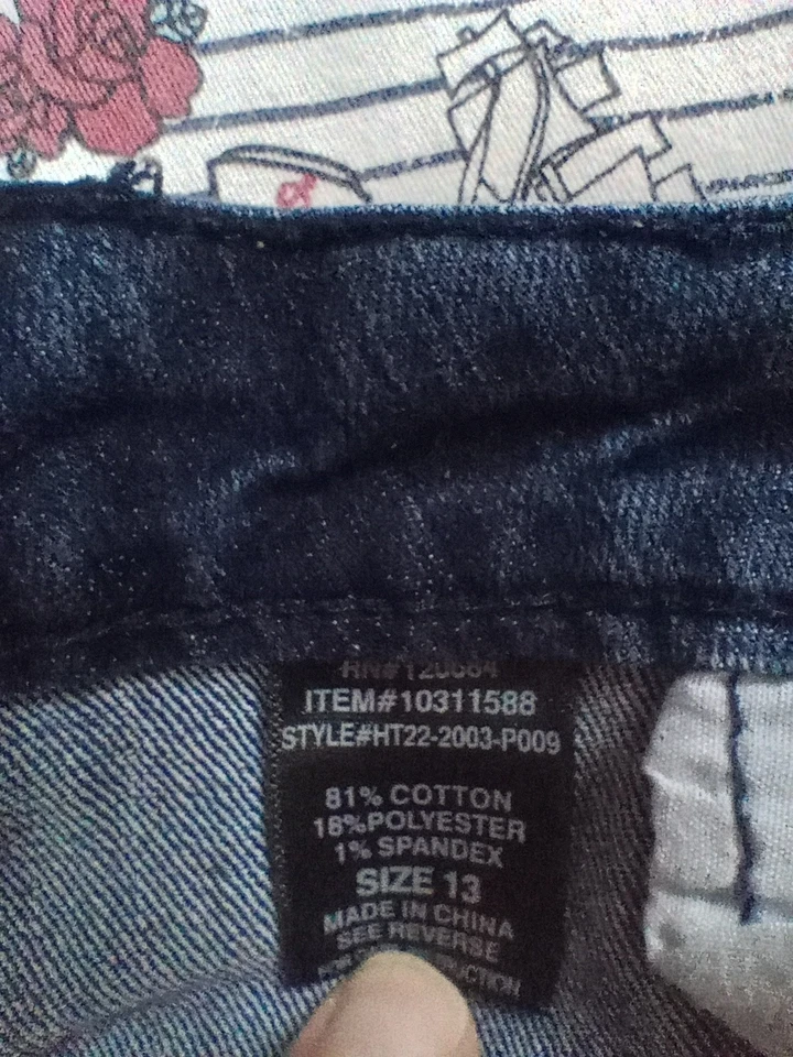 Pantalones Cortos Hot Topic Lovesick Talla 13 Azul Calavera Pierna Dividida Punk Corte Envejecido Foto 4 de 4