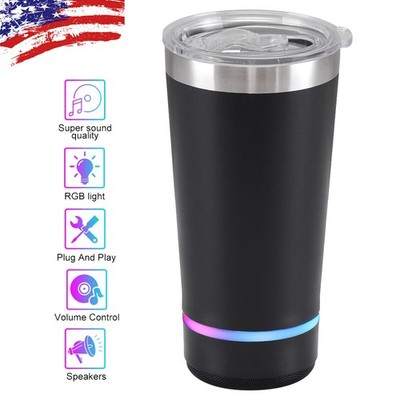 16OZ Coffee Cup w/ RGB LED BT Portable Wireless Bluetooth Speaker FM/USB/TF Card