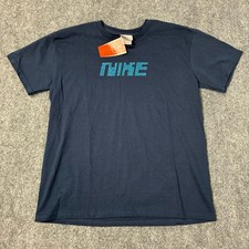 NWT NOS Vintage Nike Graphic Logo Short Sleeve T-Shirt Navy Blue Made in USA