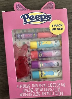 Easter Peeps 6 Pack Lip Balms Gift Set Pink Bunny for Easter Basket Marshmallow