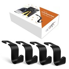 4-Pack Car Headrest Hooks Vehicle Storage Organizer for Purses Handbags Black
