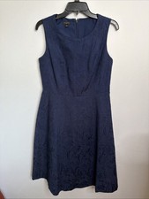 Talbots Classic Size 6 Cotton Blend  Brocade Blue Sleeveless  Dress Pristine