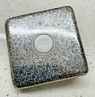 HM1889 IMPERIAL RUSSIAN ANTIQUE NIELLO ENAMEL CIGARETTE CASE SOLID SILVER RARE