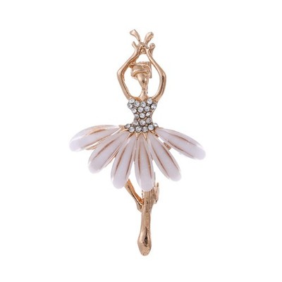Ballet Dancer Brooch Pin for Women Dainty Fashion Colourful Rhinestones Danci...