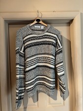 Vintage Claiborne Sweater Men's XL Black/Tan Weave Cotton/Acrylic USA Made