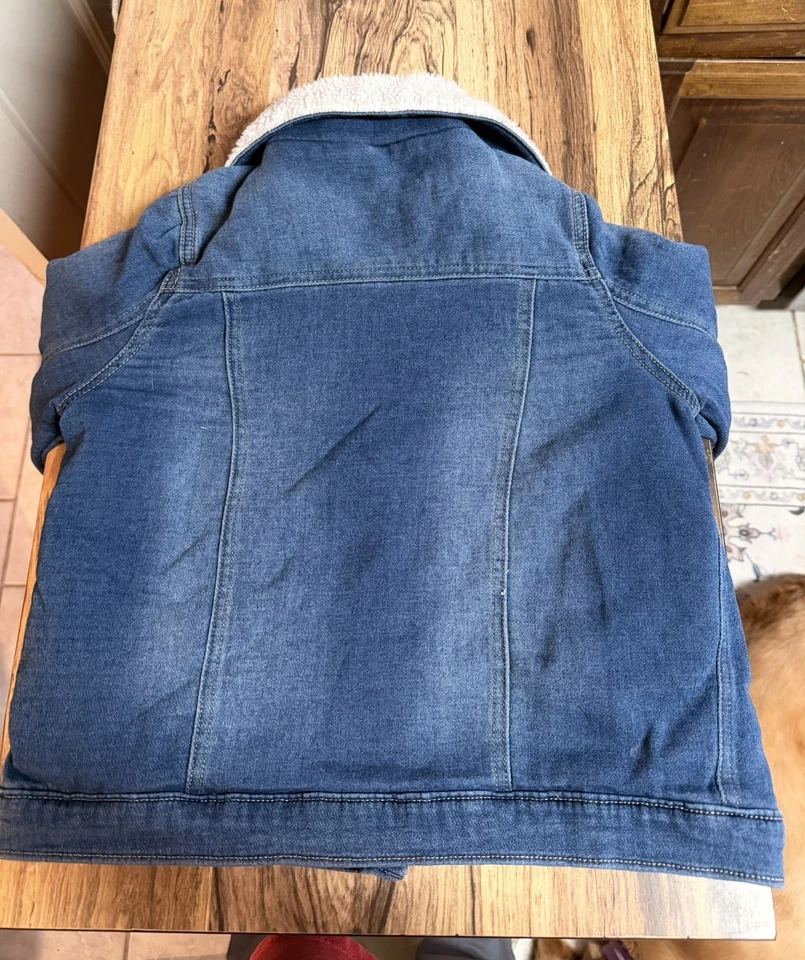 Chaqueta de mezclilla OshKosh B’gosh para niños talla 14 - Abrigo de jean azul imitación cuello de oveja Foto 4 de 4