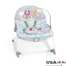 2-in-1 Baby Rocker  Stationary Seat Vibrating Chair W/ Toy Bar Infant Toddler