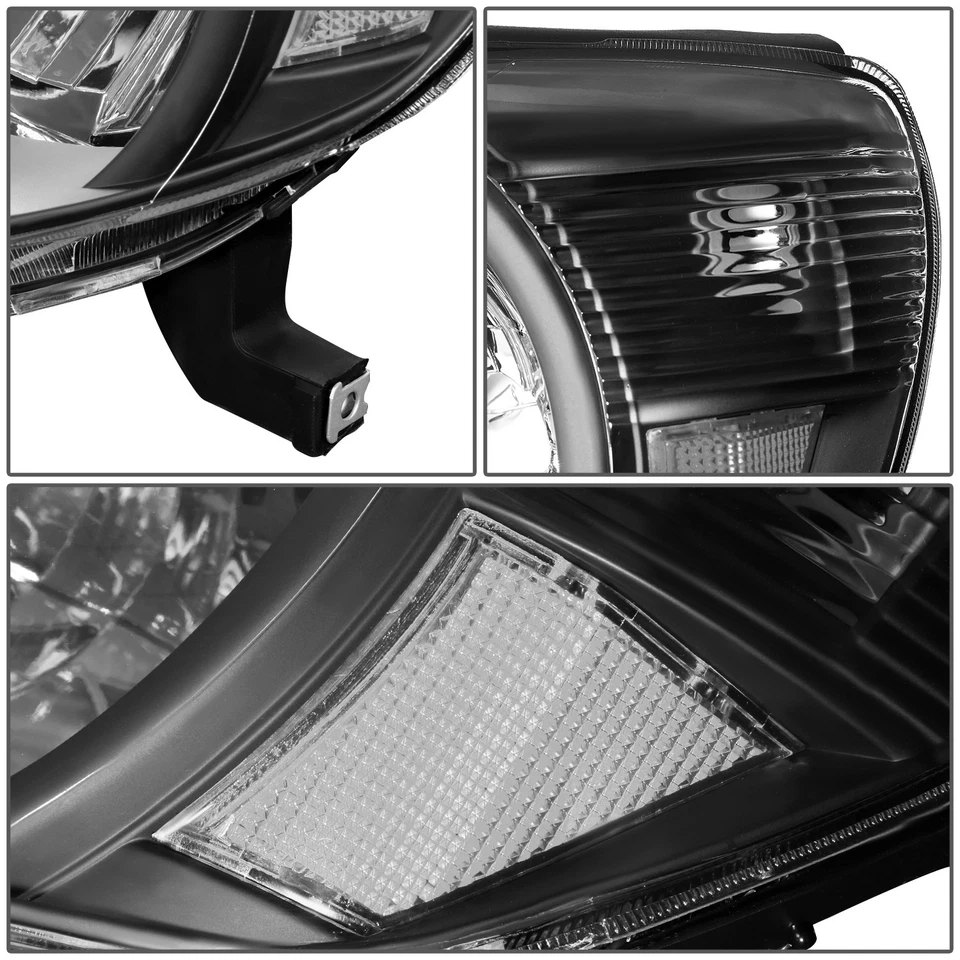 PARA 05-11 TOYOTA TACOMA CARCASA NEGRA FAROS ESQUINEROS TRANSPARENTES REPUESTO LÁMPARAS Foto 4 de 4