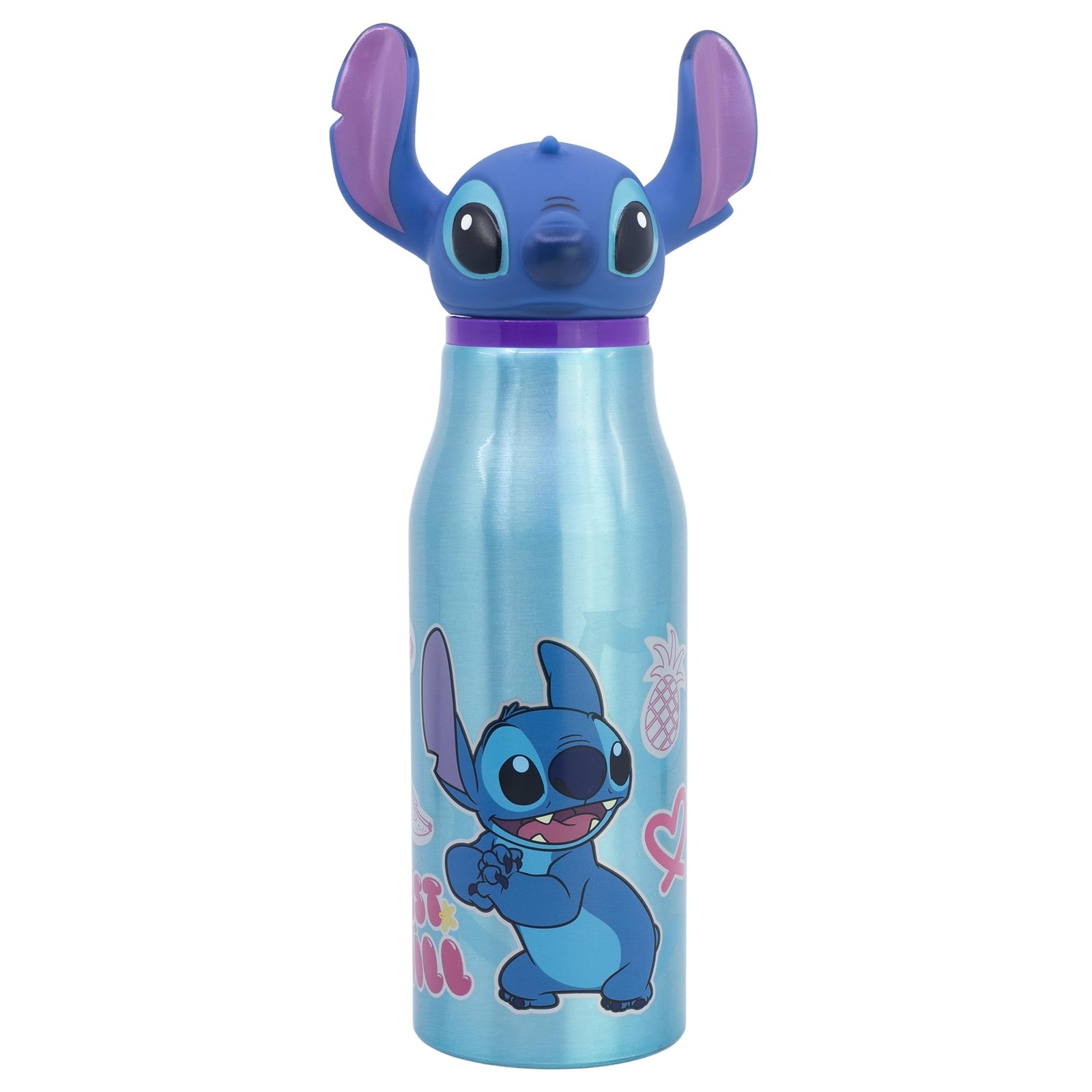 Wiederverwendbare Flasche aus Aluminium mit 3D-Figur, 690 ml, Stitch Drawing
