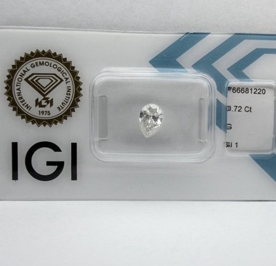 0,72 ct natürliche Diamant Birne IGI zertifiziert G SI1 lose Diamant sehr guter/sehr guter Zustand schneller Verkauf