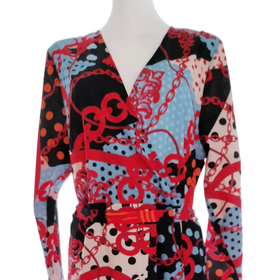 DARLING Womens Sukienka Kopertowa Grochy Czarny Długi rękaw 16/18 (44) W serek - Image 2 of 4