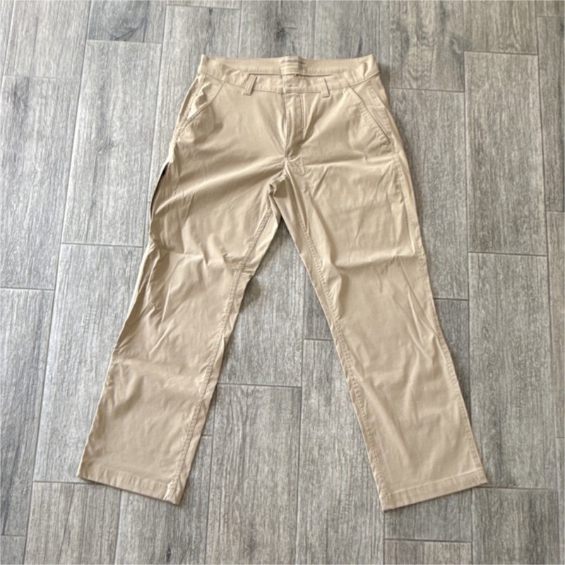 Eddie Bauer Men's Beige Chino Pants Slim Fit Tapered Flat Front 32W