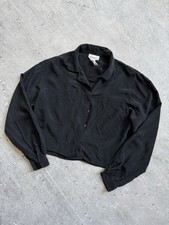 Vintage 90-00s Christian Dior Luxury Black Office Shirt Silk