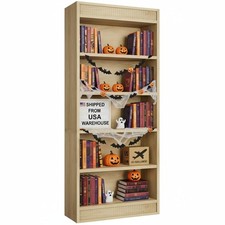 71" Farmhouse Bookcase Fluted Design with Large Storage Thickened Base for Home