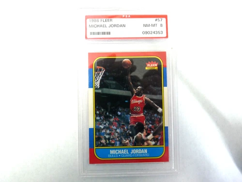 1986 FLEER MICHAEL JORDAN ROOKIE CARD # 57 PSA 8