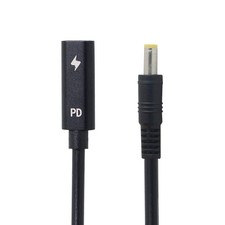 cablecc Type C USB-C Female Input to DC 5.5x2.5mm Power PD Black