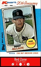 1982 Topps Kmart 20th Anniversary AL & NL MVP's - #13 Denny McLain NM.