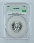1942 Washington Quarter MS64 CAC CACg