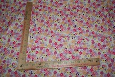 Seersucker Flowers Pink Yellow Cotton Fabric Craft Sew 1 Yd x 54W Fast Ship