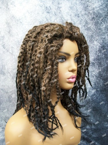 Brown & Black Crimped Dreads Beach Bum Wig Unisex Surfer Rasta Survivor Castaway - Picture 5 of 12