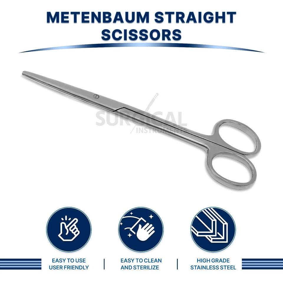 10 Piezas Tijeras Metzbaum 5.5" Rectas Quirúrgicas Acero Inoxidable Grado Alemán Foto 4 de 4