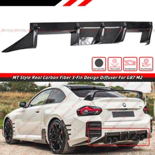 For 2023-2026 BMW G87 M2 MT Style 3 Fins Real Carbon Fiber Rear Bumper Diffuser