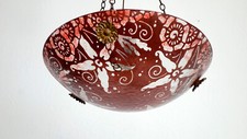 Antik Französische Messing Glas (Pate De Verre) Kronleuchter, Lüster 1 Flammig