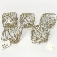 Pier 1 Bowl Filler Decor • 4” Gold Glittery Balls Set/5