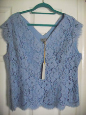 Jaeger - Top elegante in pizzo azzurro chiaro - Taglia 16 - Nuovo con etichette