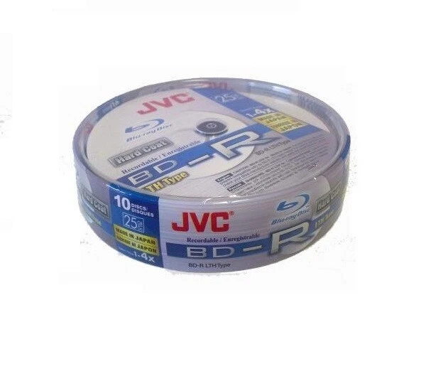 10 JVC Blank Shiny BD-R Blu-ray Recordable Discs BDR LTH 25GB 6x Speed JAPAN - Image 2 of 2