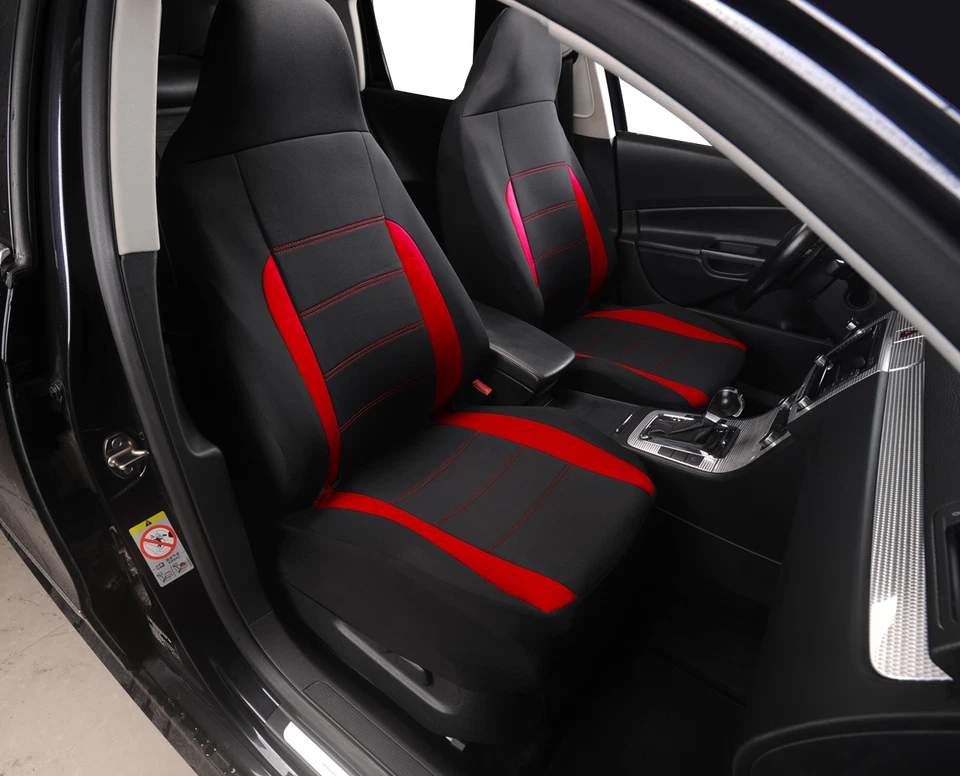 Cubiertas de asiento delanteras transpirables con cubo trasero alto para automóvil 2 piezas con accesorios de gancho para bolsa Foto 3 de 4