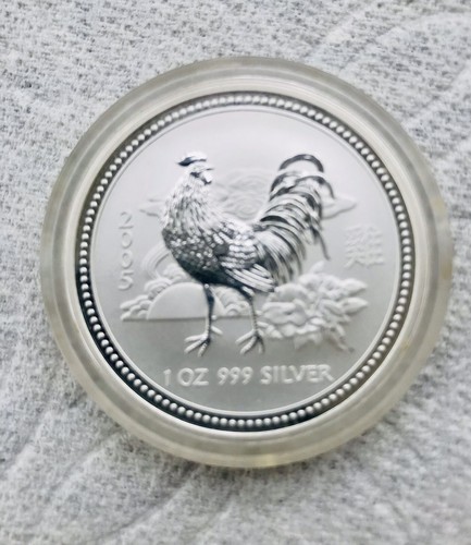 2002 Australia $1 Silver Year of the Rooster 1 oz Lunar Series 1 BU Proof Mint - Picture 3 of 3