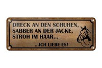 Blechschild Spruch 27X10 Cm Dreck Schuhen Stroh Haar Reiter Deko Schild Tin Sign