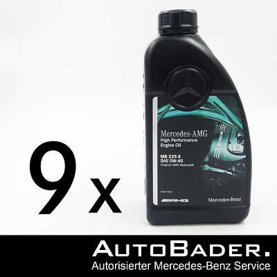9x 1 Liter Original Mercedes AMG High Performance Motoröl MB 229.5 0W40