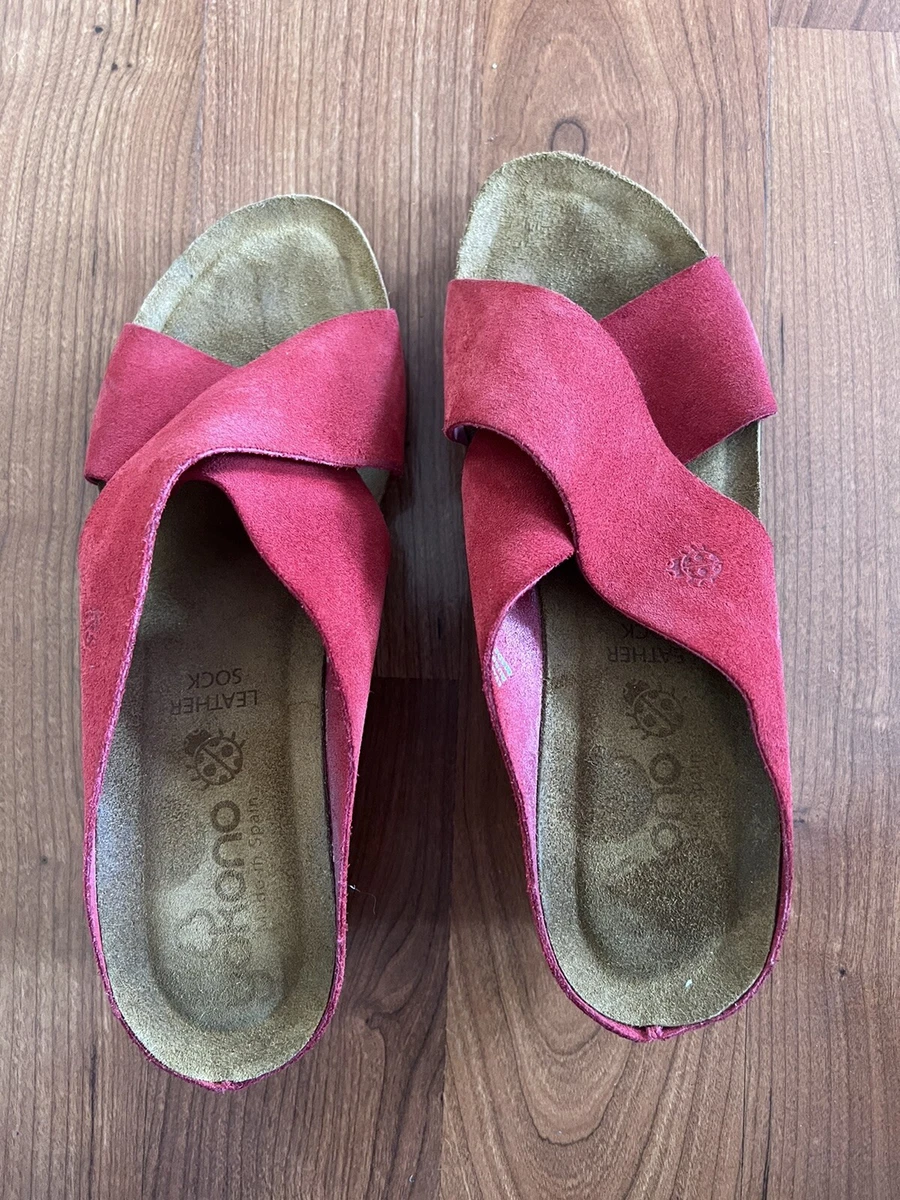 Yokono Wedge Sandals Women s Size 8 Platform Slide Red Leather